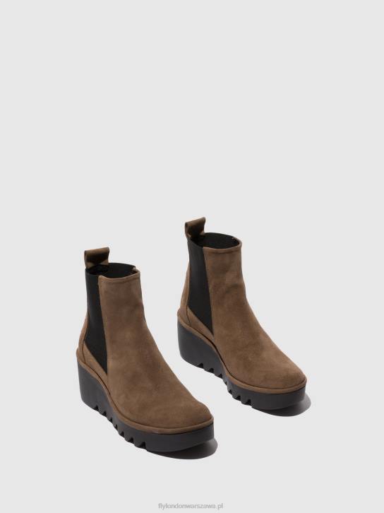 botki chelsea bagu233 kobiety L8JJ231 olejowany zamsz w kolorze taupe Fly London