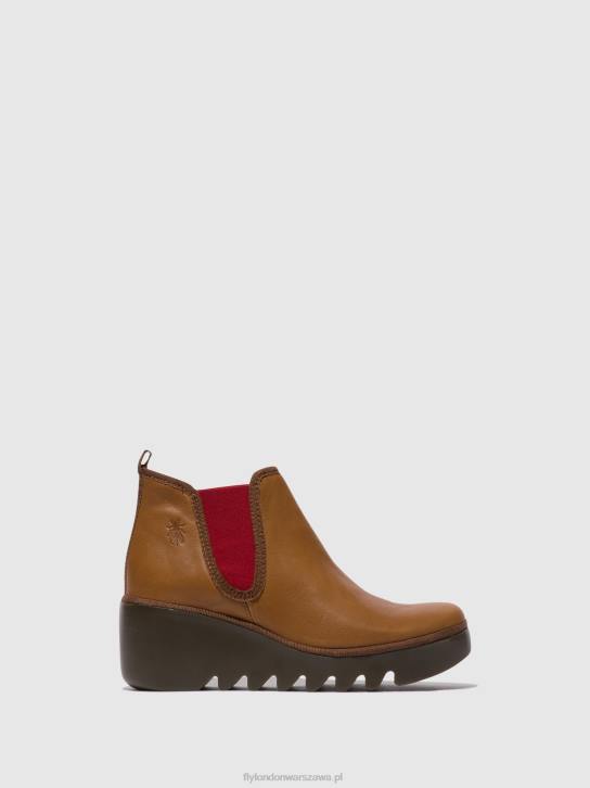 botki chelsea byne349 kobiety L8JJ152 cuoio (czerwona gumka) Fly London