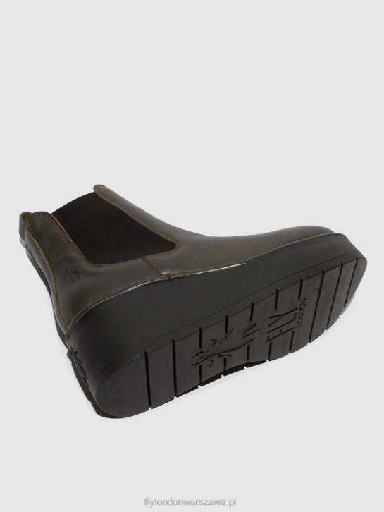 botki chelsea hama238 kobiety L8JJ139 dk. zielony Fly London