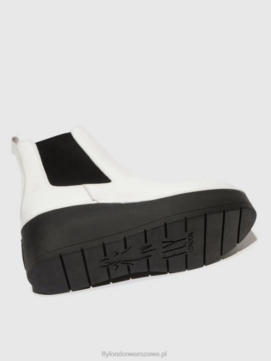 botki chelsea hama238 kobiety L8JJ140 biały Fly London