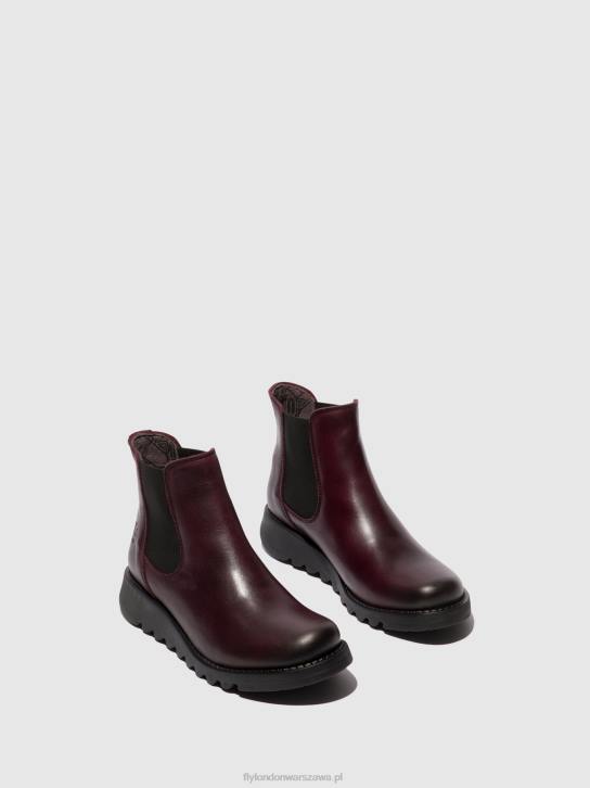 botki chelsea kobiety L8JJ21 salv wine (czarna gumka) Fly London