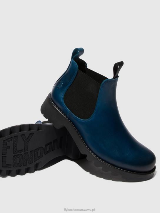 botki chelsea rika894 kobiety L8JJ123 niebieski królewski (czarna podeszwa) Fly London