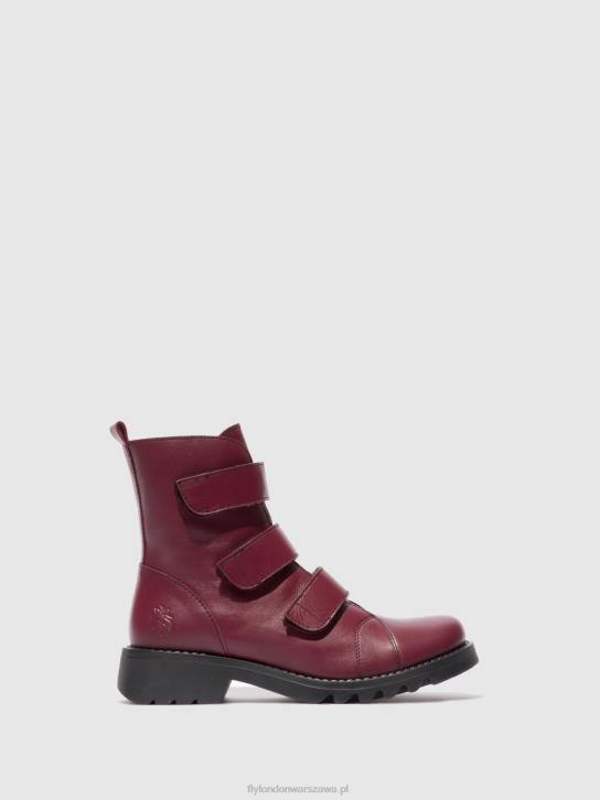botki na rzepy rach790 kobiety L8JJ191 wino skórzane (czarne) Fly London