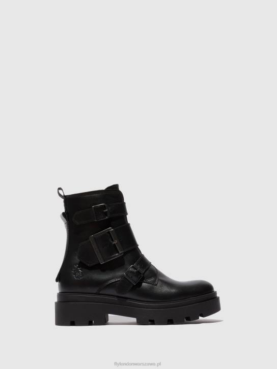 botki z klamrą jeda817 kobiety L8JJ241 czarny nappa Fly London