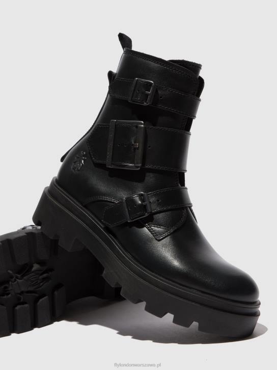 botki z klamrą jeda817 kobiety L8JJ241 czarny nappa Fly London