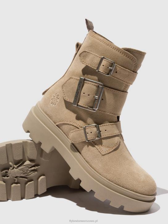botki z klamrą jeda817 kobiety L8JJ242 zamszowy krem Fly London