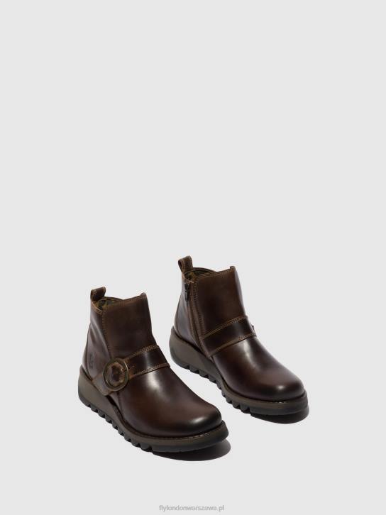 klamra botki sias812 kobiety L8JJ158 dk. brązowy Fly London