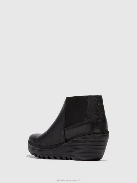 zapinane na zamek botki yego400 kobiety L8JJ34 czarny Fly London