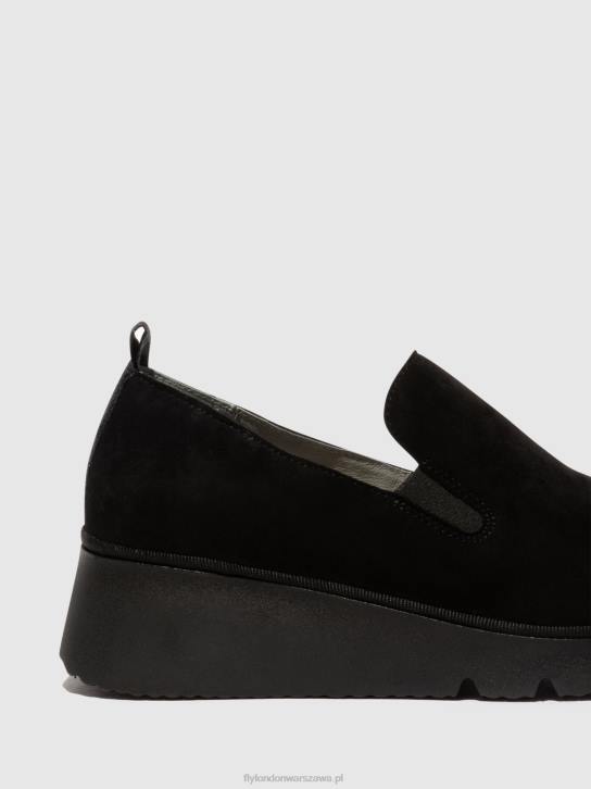 buty wsuwane pece406 kobiety L8JJ665 dziecięce zamszowe czarne Fly London