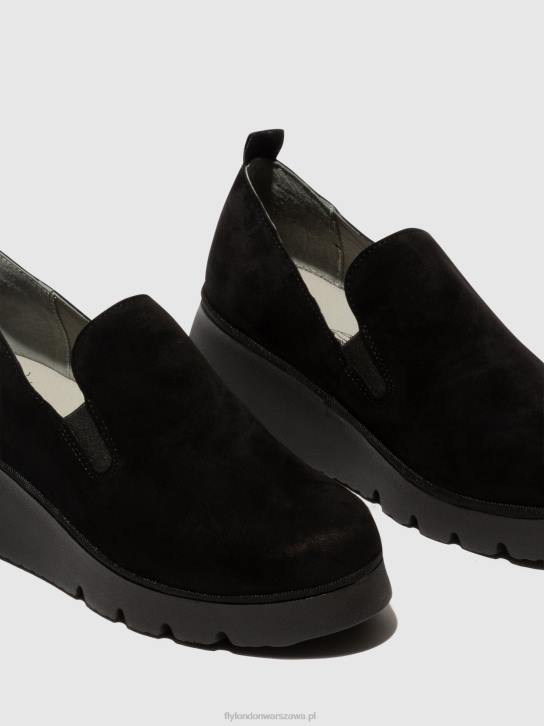 buty wsuwane pece406 kobiety L8JJ665 dziecięce zamszowe czarne Fly London