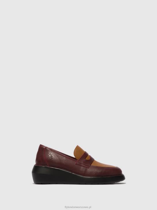 mokasyny blar513 kobiety L8JJ677 bordowy/cuoio Fly London