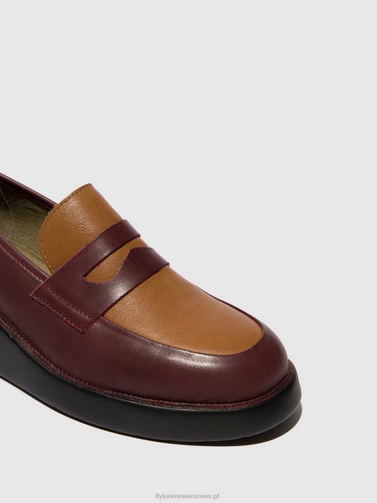 mokasyny blar513 kobiety L8JJ677 bordowy/cuoio Fly London