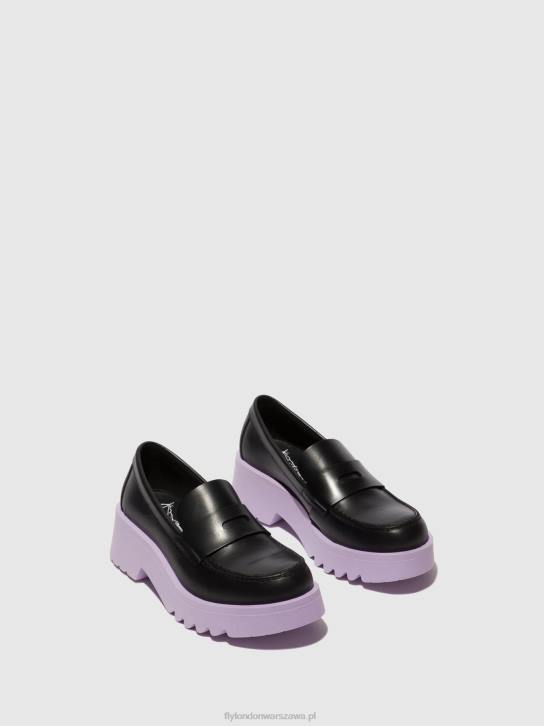 mokasyny buty fosa948 kobiety L8JJ651 czarny (fioletowa podeszwa) Fly London