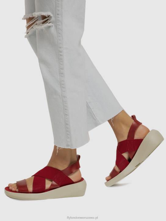 sandały crossover baji848 kobiety L8JJ591 czerwony Fly London