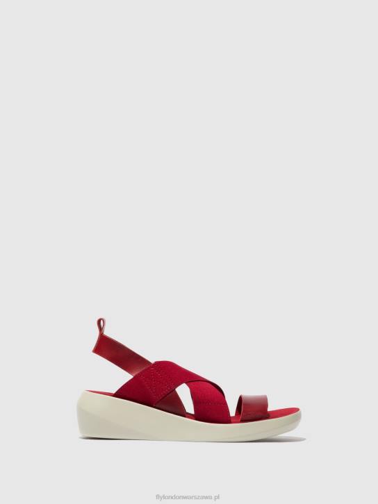 sandały crossover baji848 kobiety L8JJ591 czerwony Fly London