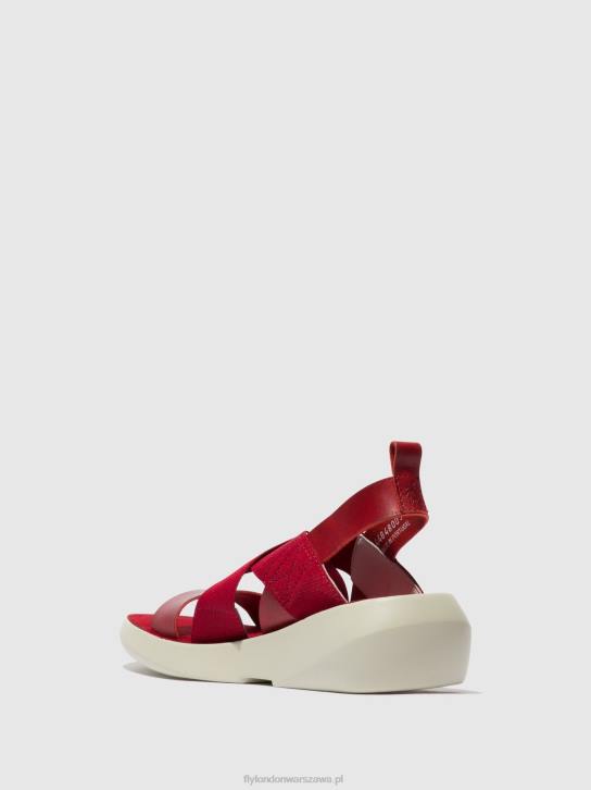 sandały crossover baji848 kobiety L8JJ591 czerwony Fly London