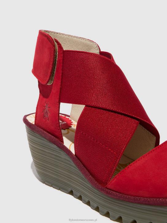 sandały crossover yuba385 kobiety L8JJ486 szminka czerwona Fly London