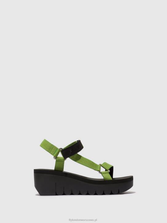 sandały na rzepy yefa726 kobiety L8JJ394 czarny/awokado (czarny Fly London