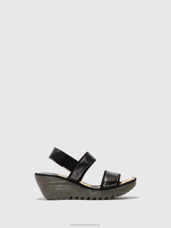 sandały na słupku yaco416 kobiety L8JJ441 grafit Fly London