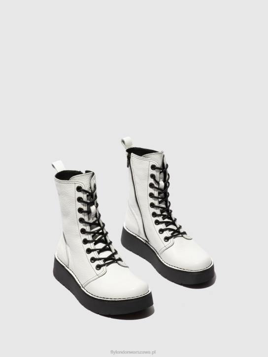 buty sznurowane rami043 kobiety L8JJ321 rio biały (czarny st) Fly London
