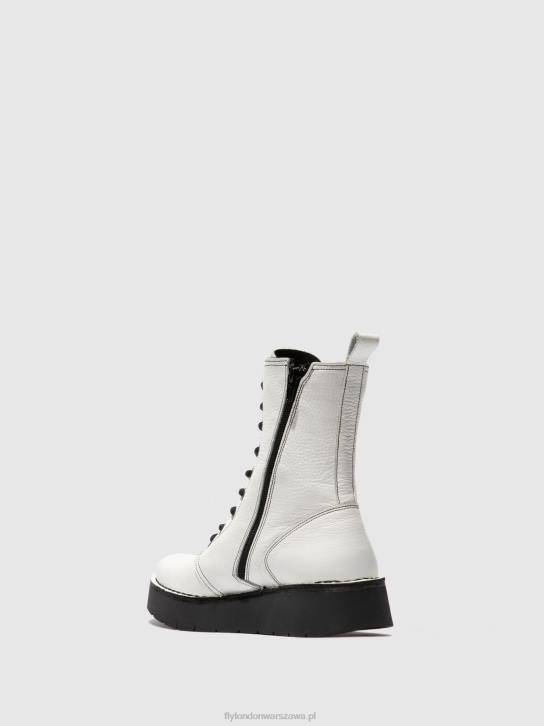 buty sznurowane rami043 kobiety L8JJ321 rio biały (czarny st) Fly London