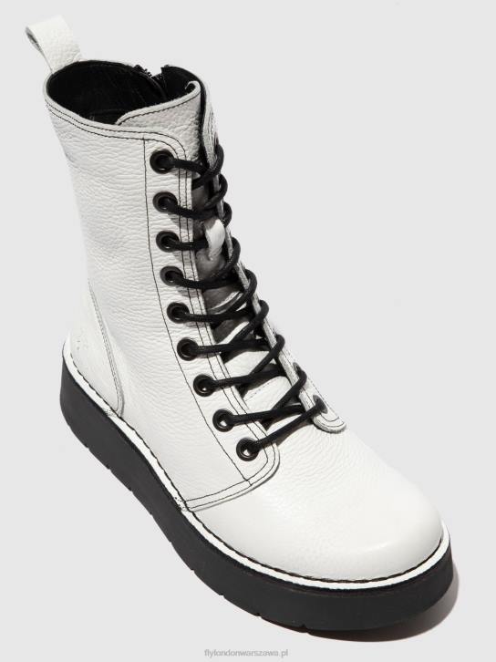 buty sznurowane rami043 kobiety L8JJ321 rio biały (czarny st) Fly London