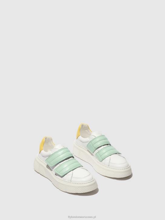 buty na rzepy edda513 kobiety L8JJ755 biały/miętowy/żółty Fly London