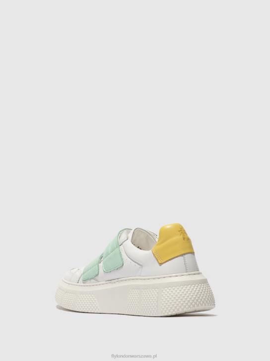buty na rzepy edda513 kobiety L8JJ755 biały/miętowy/żółty Fly London