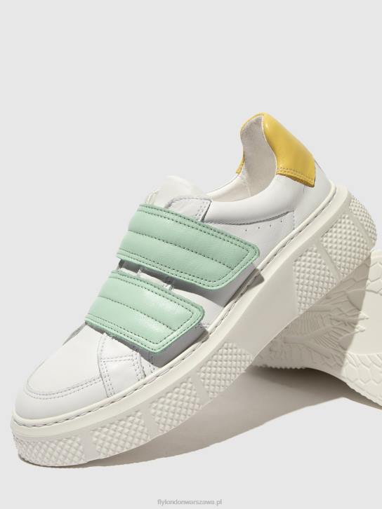 buty na rzepy edda513 kobiety L8JJ755 biały/miętowy/żółty Fly London