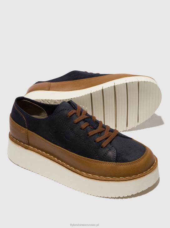 sznurowane buty sportowe cuda099 kobiety L8JJ725 wielbłąd/granatowy Fly London