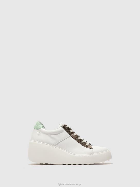 sznurowane buty sportowe delf580 kobiety L8JJ722 biały/brązowy grafitowy/miętowy Fly London