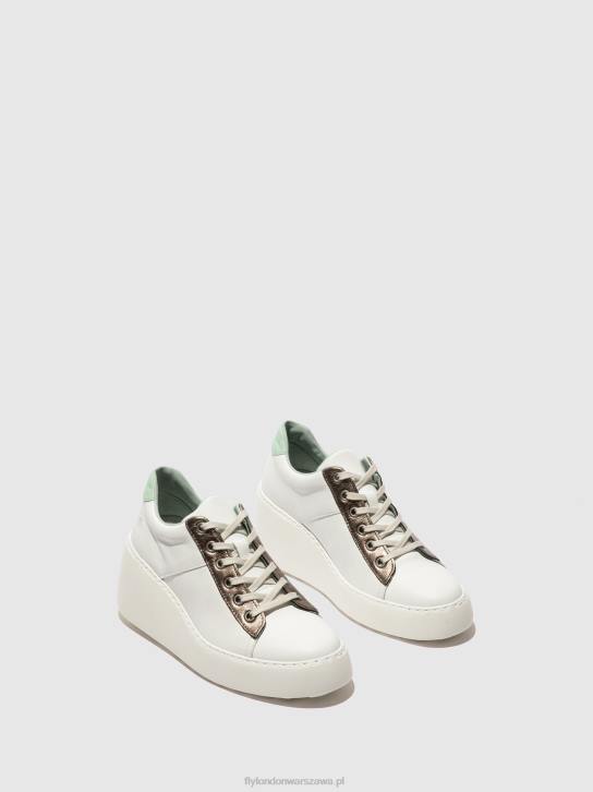 sznurowane buty sportowe delf580 kobiety L8JJ722 biały/brązowy grafitowy/miętowy Fly London