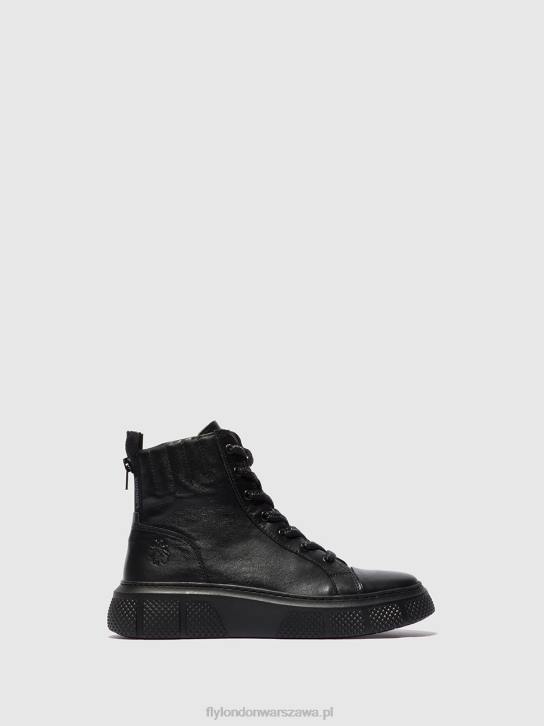 sznurowane buty sportowe erby484 kobiety L8JJ762 dublińska czerń Fly London