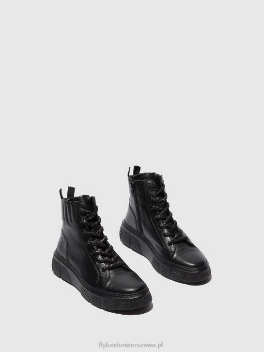 sznurowane buty sportowe erby484 kobiety L8JJ762 dublińska czerń Fly London