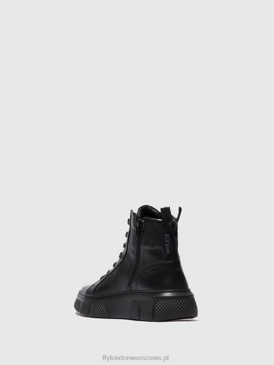 sznurowane buty sportowe erby484 kobiety L8JJ762 dublińska czerń Fly London