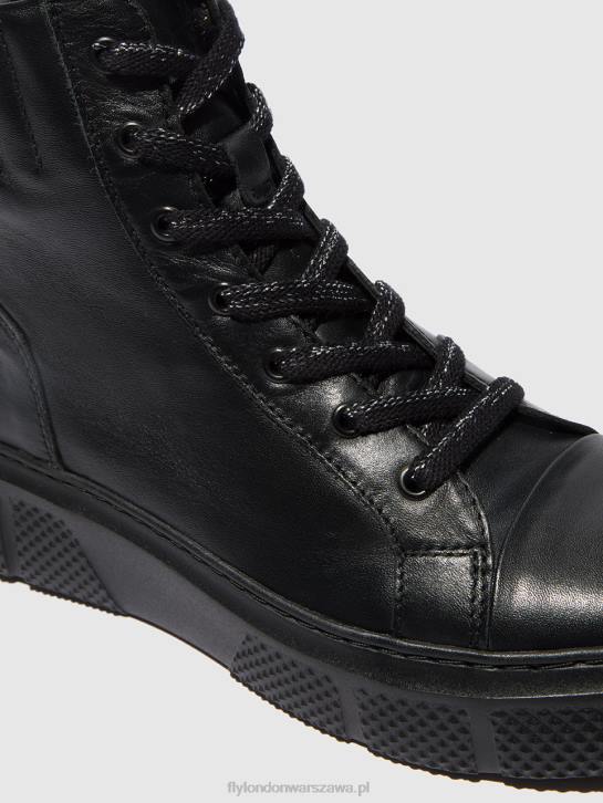 sznurowane buty sportowe erby484 kobiety L8JJ762 dublińska czerń Fly London