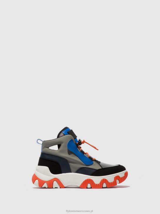 wysokie buty sportowe feny633 kobiety L8JJ766 wieloszary/niebieski/pomarańczowy Fly London