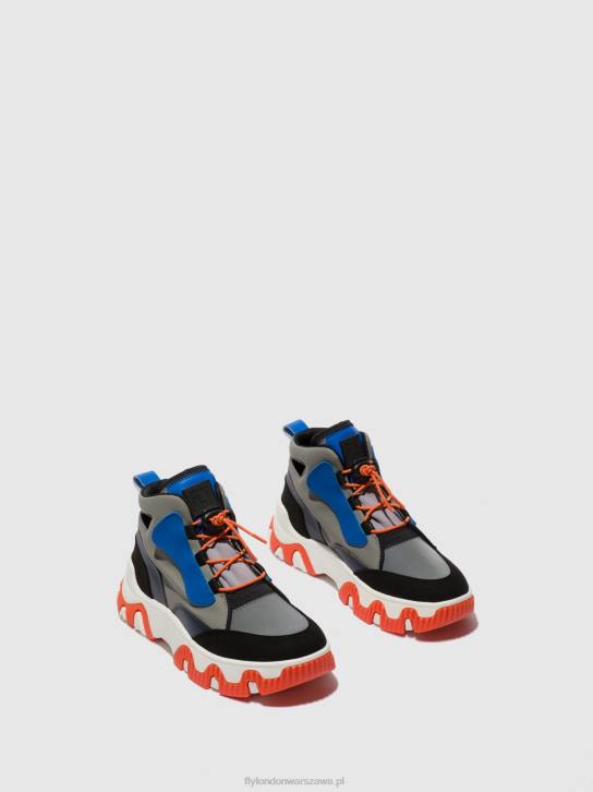 wysokie buty sportowe feny633 kobiety L8JJ766 wieloszary/niebieski/pomarańczowy Fly London