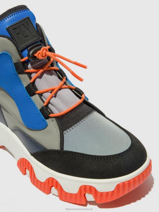 wysokie buty sportowe feny633 kobiety L8JJ766 wieloszary/niebieski/pomarańczowy Fly London
