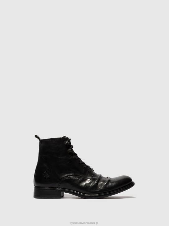 sznurowane botki myke660 mężczyźni L8JJ815 stygma (roślinny) czarny Fly London