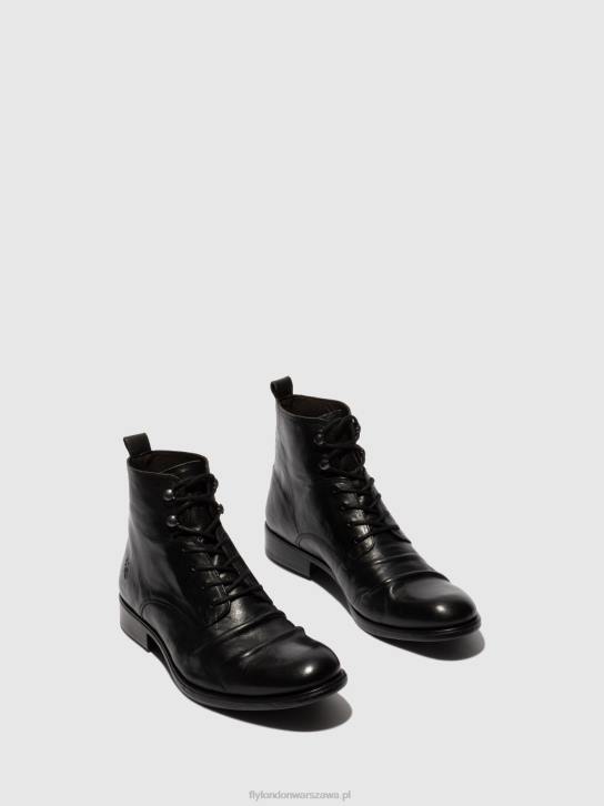 sznurowane botki myke660 mężczyźni L8JJ815 stygma (roślinny) czarny Fly London